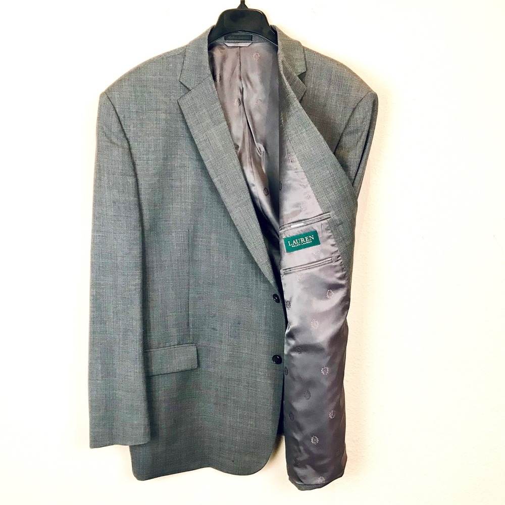 Lauren Ralph Lauren Men's Grey 100% Wool Jacket Blazer Size 52L